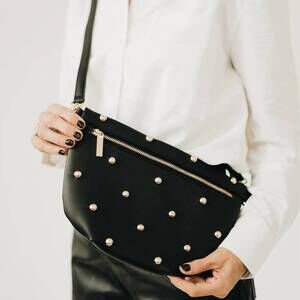 NEW PRETTY SIMPLE women's studded westlyn bum bag in black